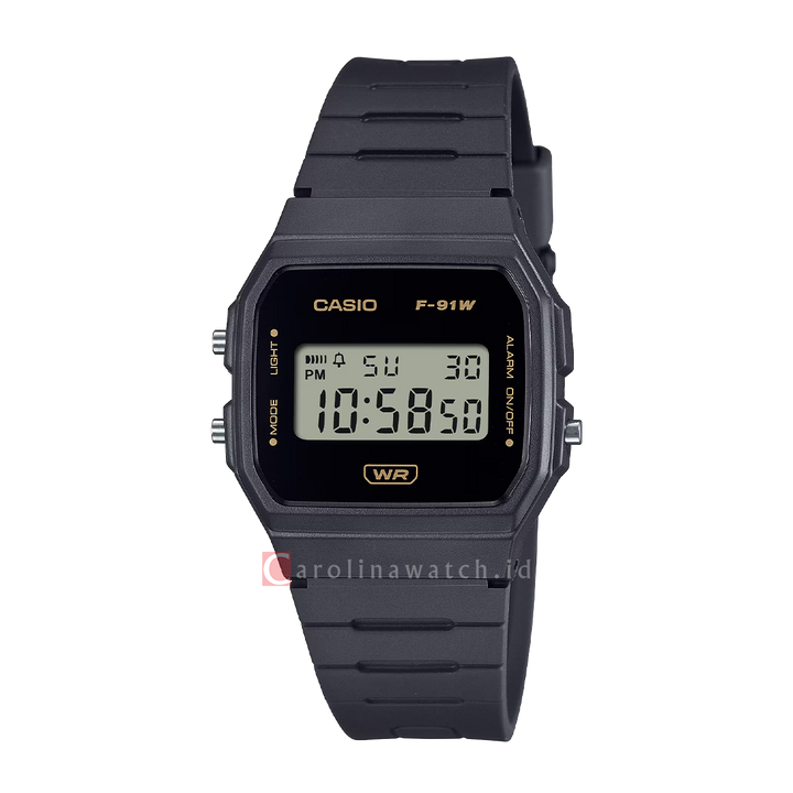 Jam Tangan Casio POP F-91WB-8A Women Digital Dial Black Resin Band