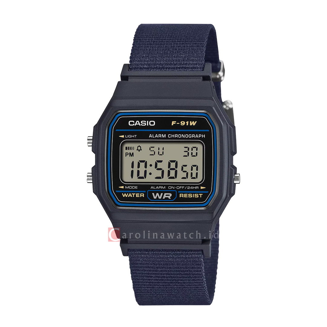 Jam Tangan Casio General F-91WF-2A Unisex Digital Dial Black Resin Band