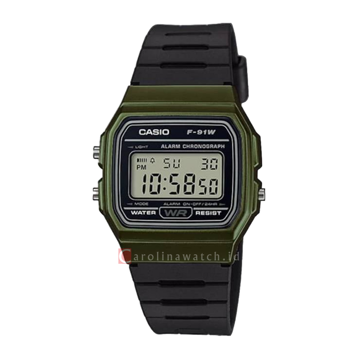 Jam Tangan Casio General F-91WM-3A Unisex Digital Dial Black Resin Band