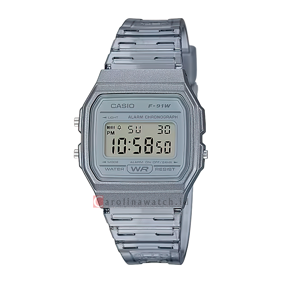 Jam Tangan Casio POP F-91WS-8D Women Digital Dial Grey Resin Band