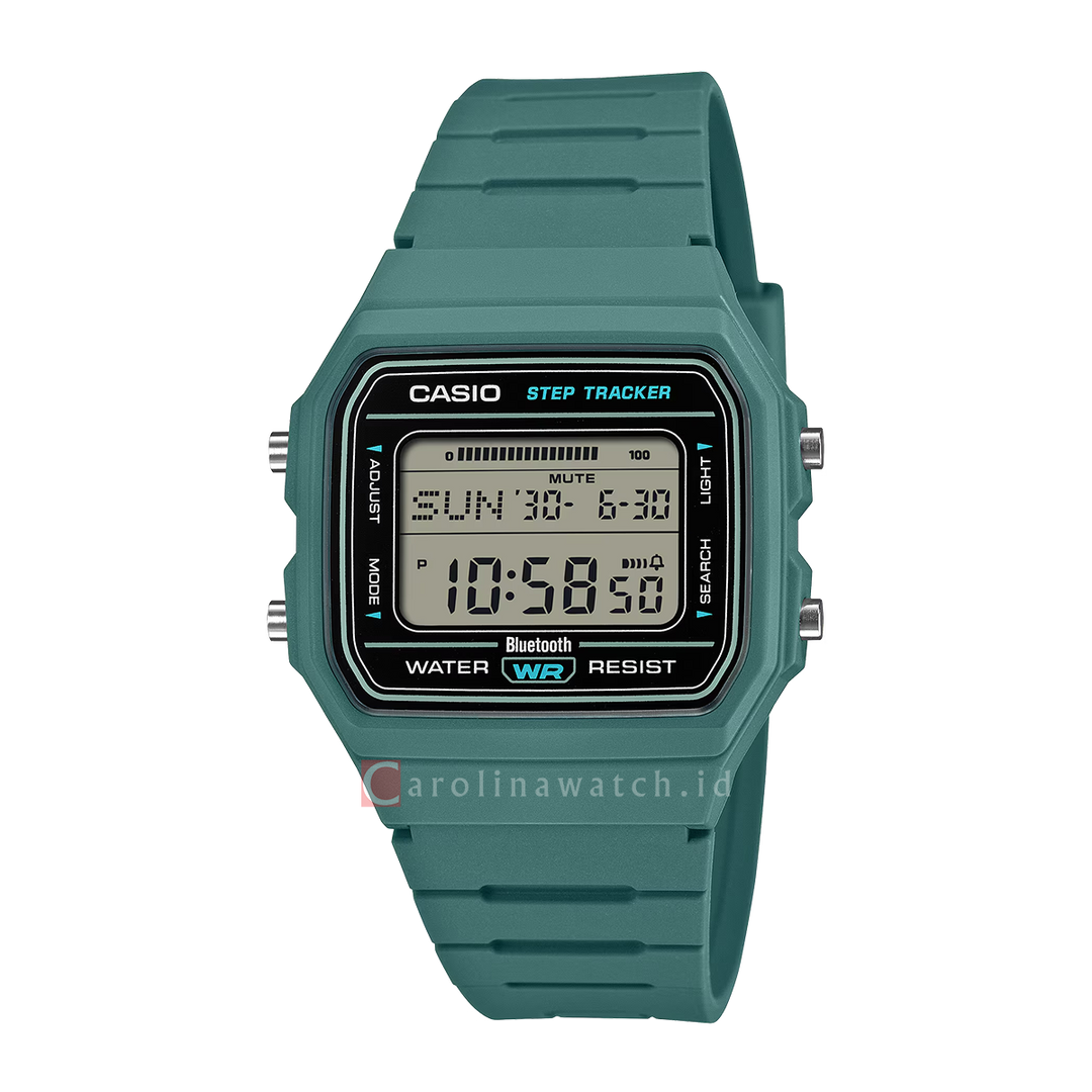 Jam Tangan Casio General F-B100W-3A Unisex Digital Dial Green Resin Band
