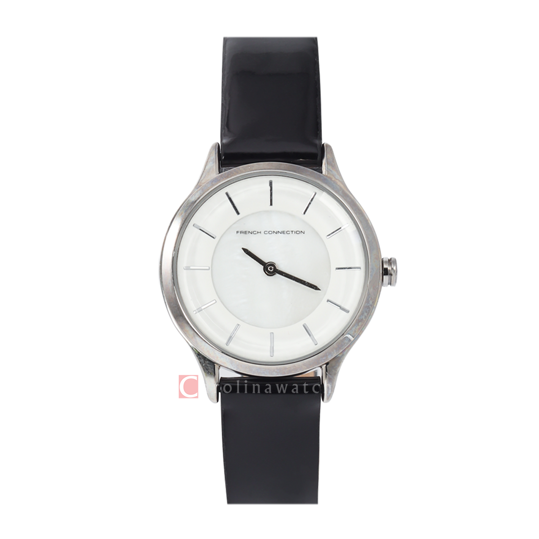 Jam Tangan French Connection FC1171B Women White Dial Black Leather Strap