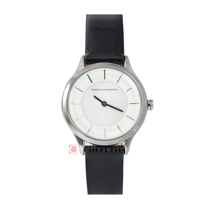 Jam Tangan French Connection FC1171B Women White Dial Black Leather Strap