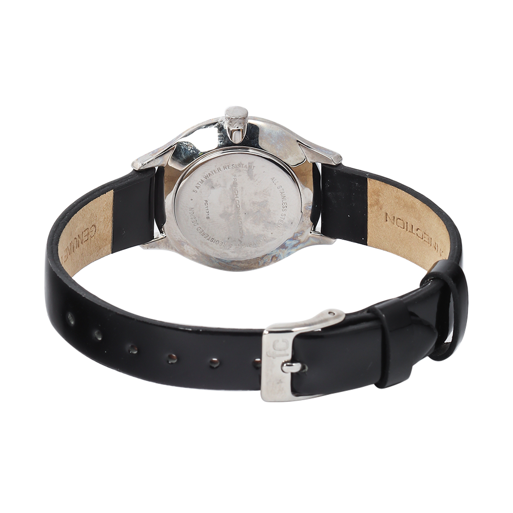 Jam Tangan French Connection FC1171B Women White Dial Black Leather Strap