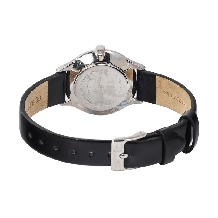 Jam Tangan French Connection FC1171B Women White Dial Black Leather Strap