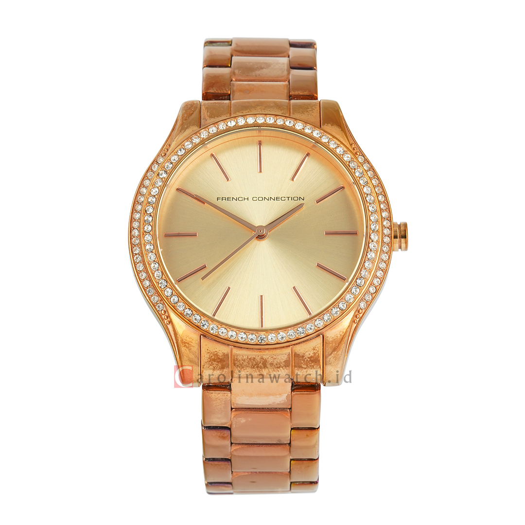 Jam Tangan French Connection FC1205RGM Women Gold Dial Rose Gold Stainless Steel Strap