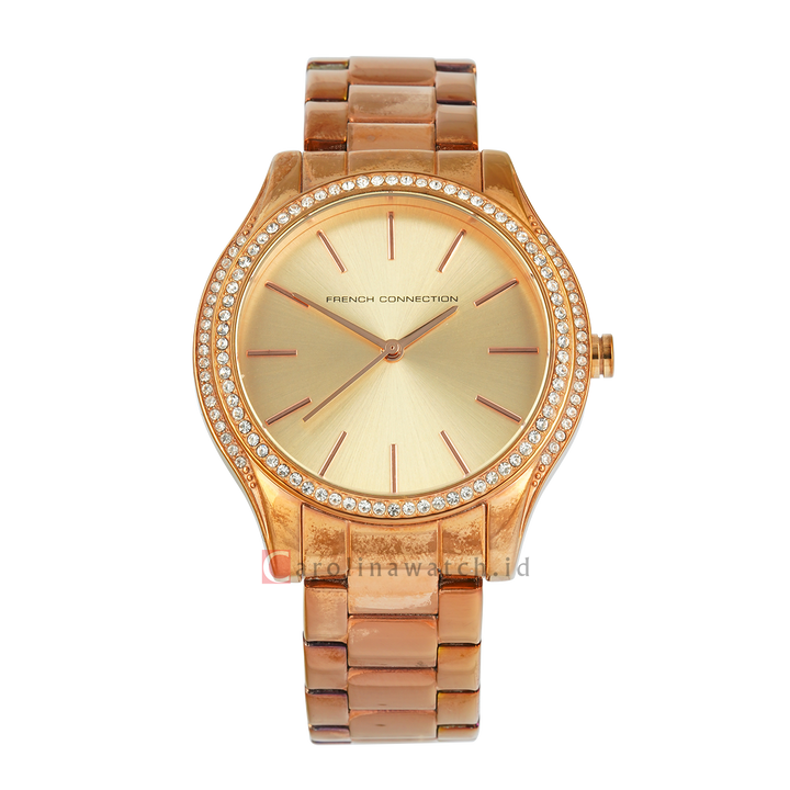 Jam Tangan French Connection FC1205RGM Women Gold Dial Rose Gold Stainless Steel Strap