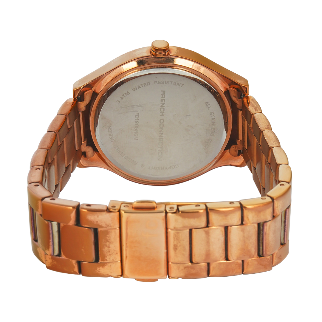 Jam Tangan French Connection FC1205RGM Women Gold Dial Rose Gold Stainless Steel Strap
