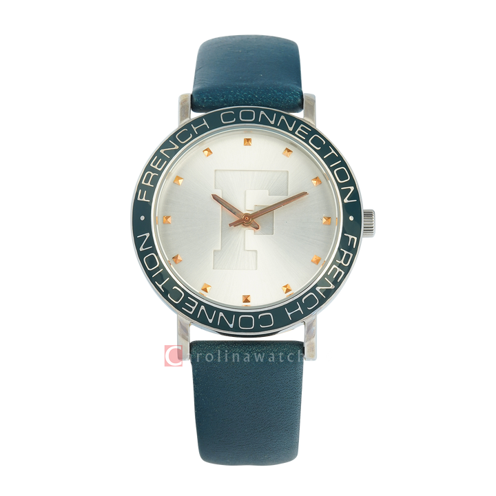 Jam Tangan French Connection FC1212U Women Silver Dial Blue Leather Strap