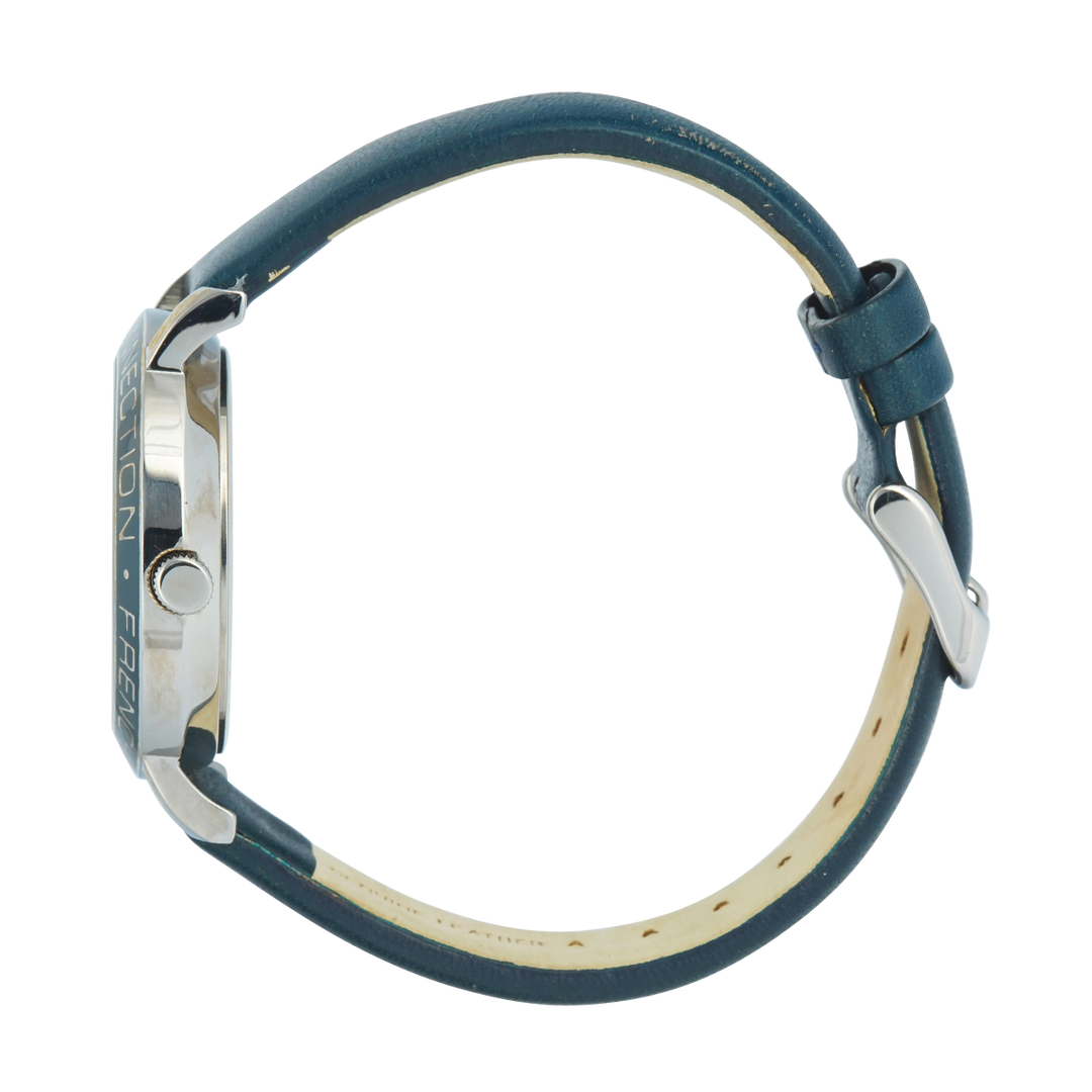 Jam Tangan French Connection FC1212U Women Silver Dial Blue Leather Strap