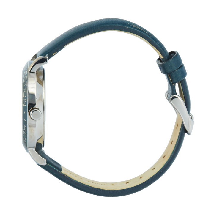 Jam Tangan French Connection FC1212U Women Silver Dial Blue Leather Strap