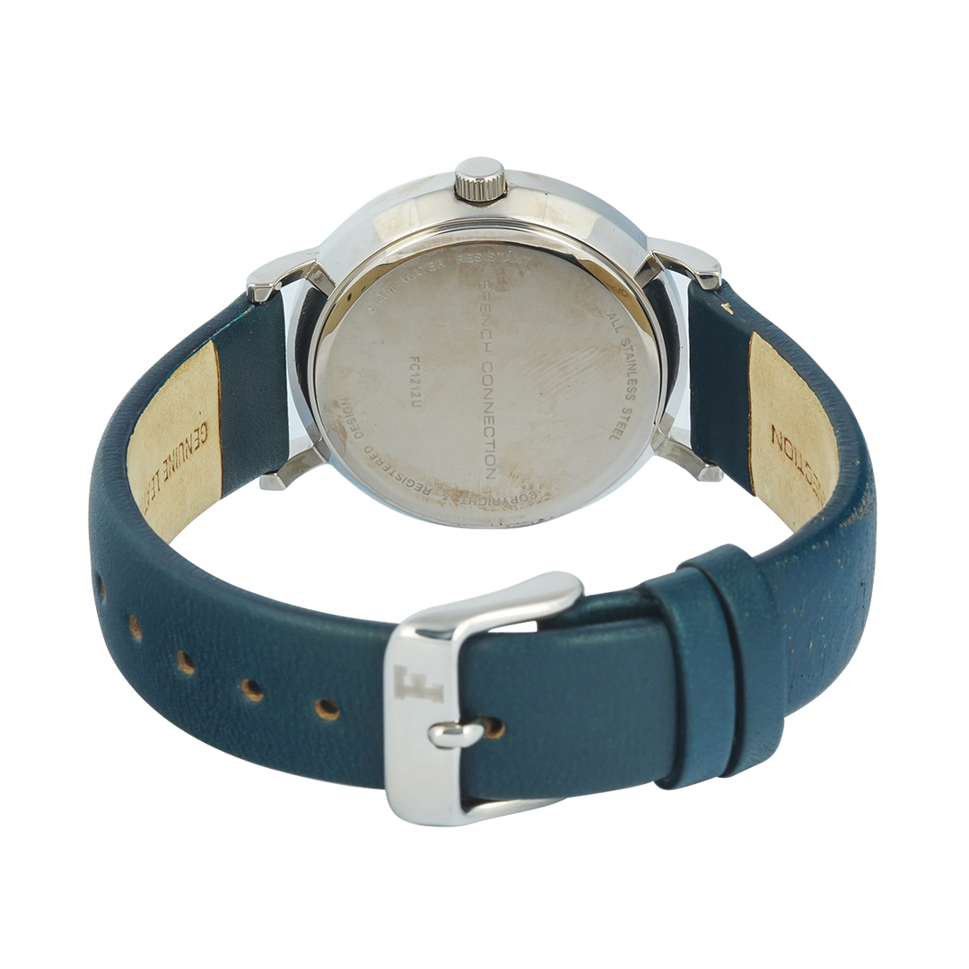 Jam Tangan French Connection FC1212U Women Silver Dial Blue Leather Strap