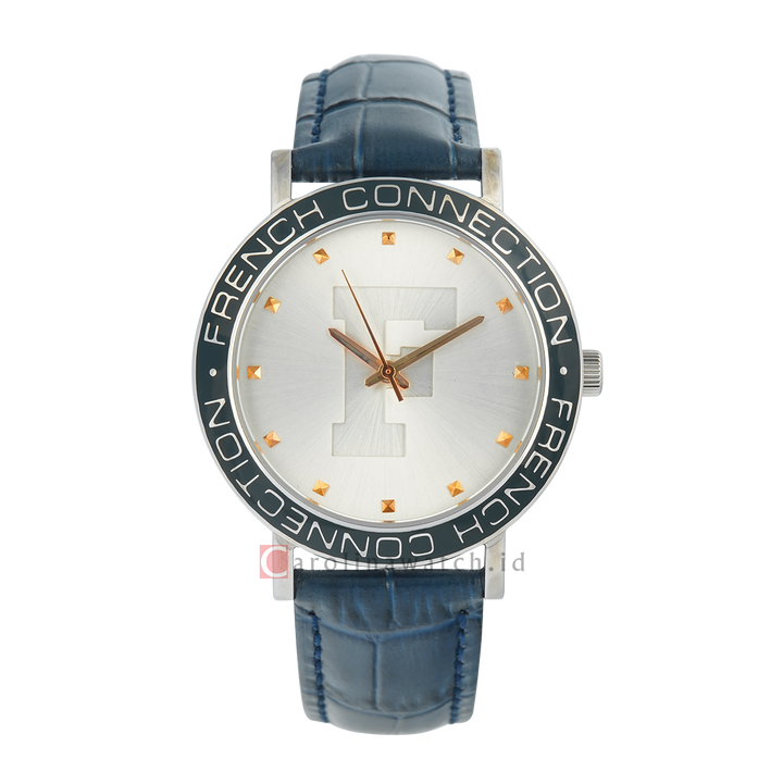 Jam Tangan French Connection FC1212U Women Silver Dial Blue Leather Strap