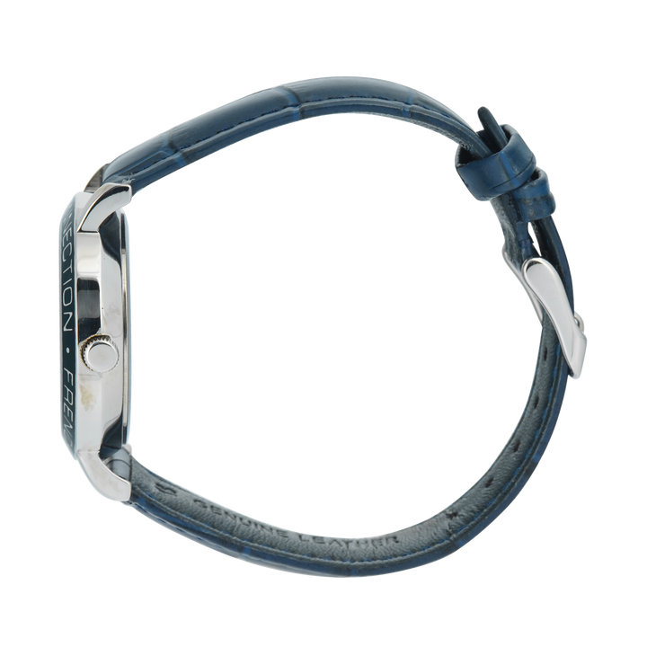 Jam Tangan French Connection FC1212U Women Silver Dial Blue Leather Strap