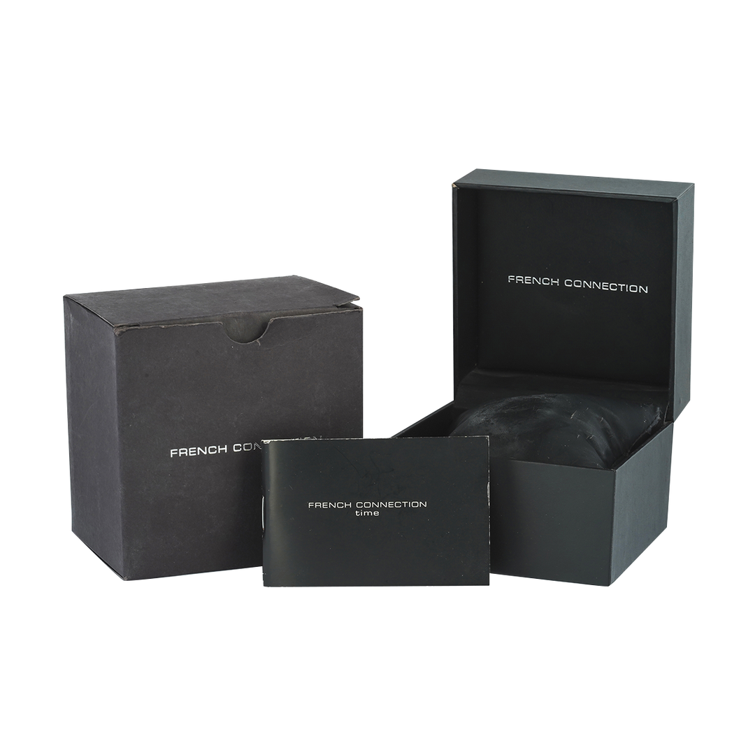 Jam Tangan French Connection FC1214C Women Silver Dial Brown Leather Strap