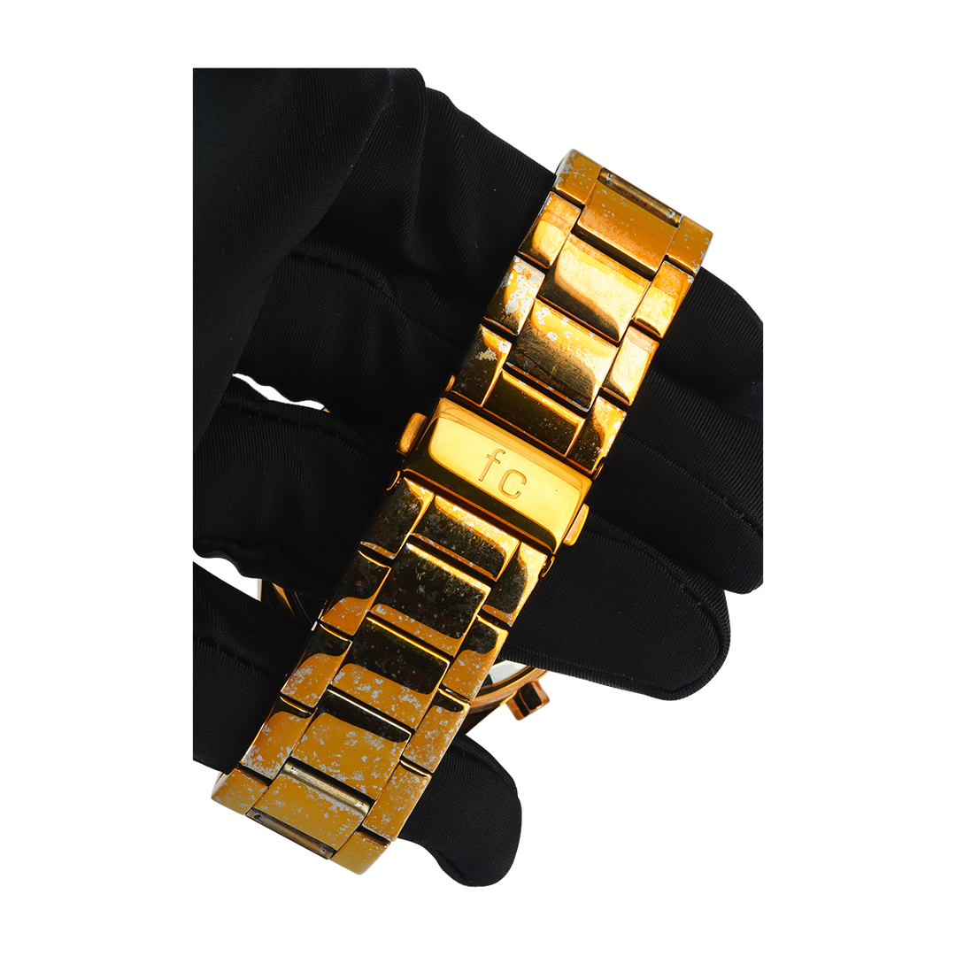 Jam Tangan FRENCH CONNECTION FC1230RGM Multifunction Women Gold Dial Rose Gold Stainless Steel Strap