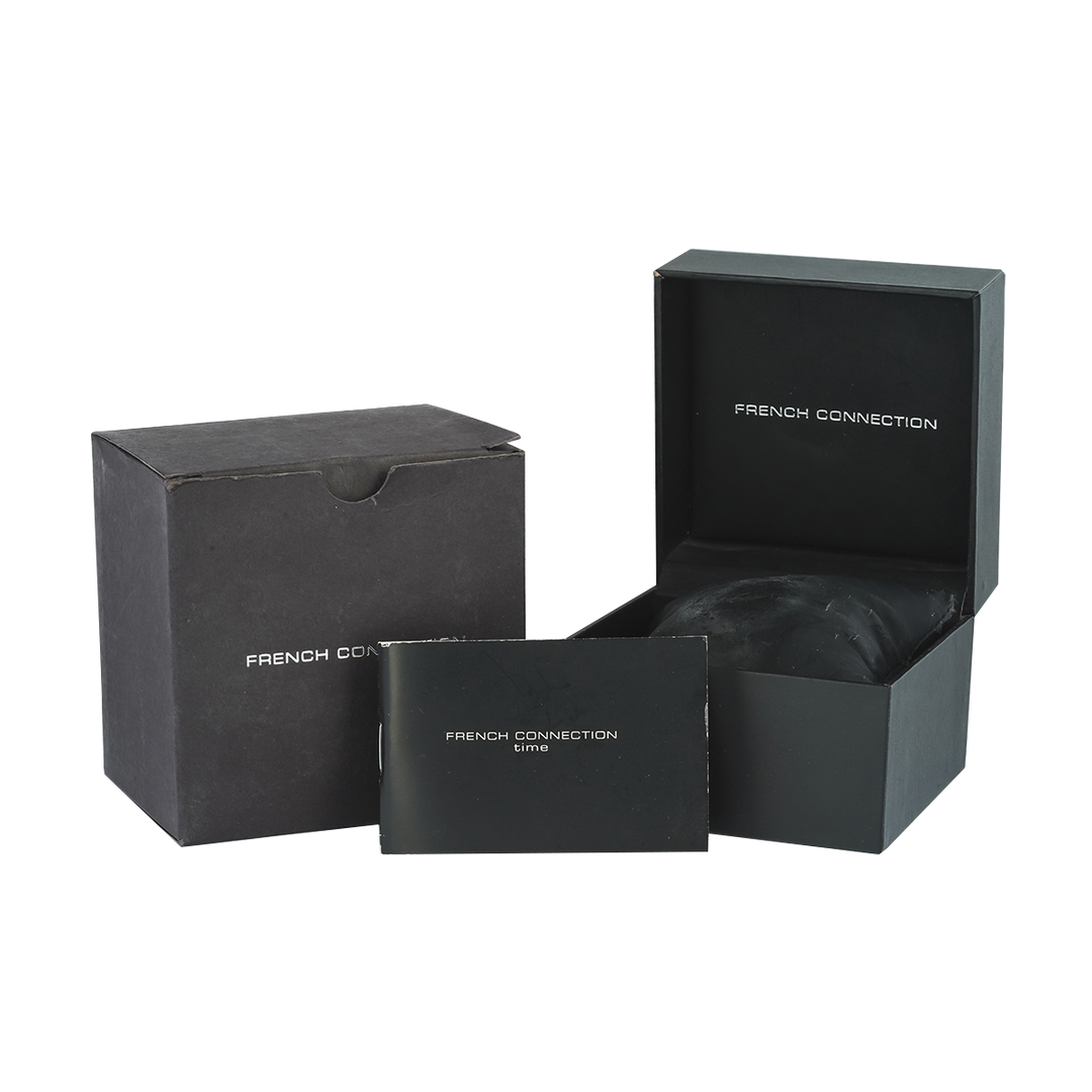 Jam Tangan FRENCH CONNECTION FC1230RGM Multifunction Women Gold Dial Rose Gold Stainless Steel Strap