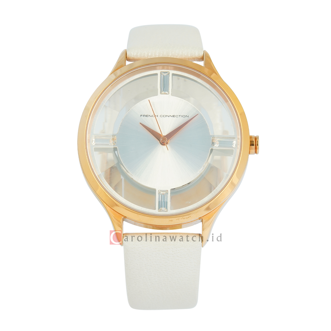 Jam Tangan French Connection FC1233W Women Analog Dial White Leather Strap