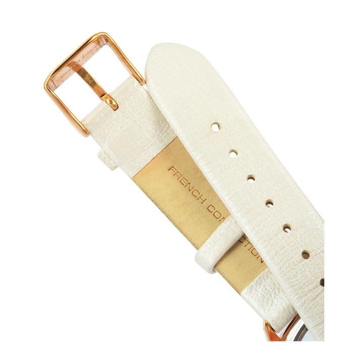 Jam Tangan French Connection FC1233W Women Analog Dial White Leather Strap