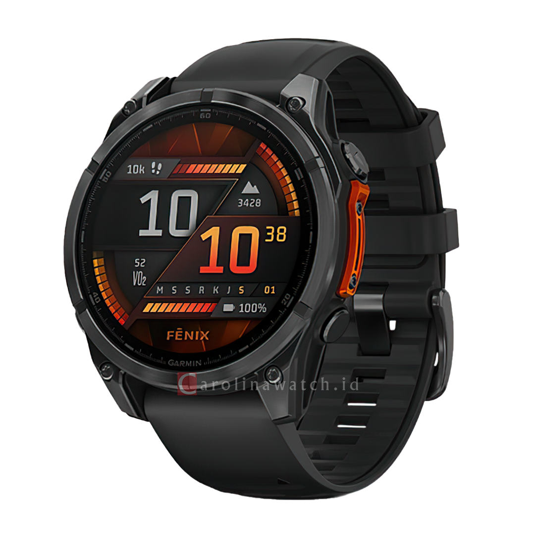 Jam Tangan Garmin Fenix E FENIXE47MMSLATEGRYSTEELBLACK Unisex GPS Multisport Slate Gray Steel with Black Silicone Band