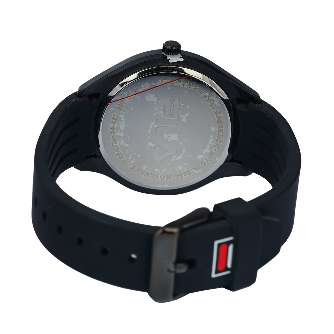 Jam Tangan FILA FL38321-102 Unisex Black Dial Black Rubber Strap