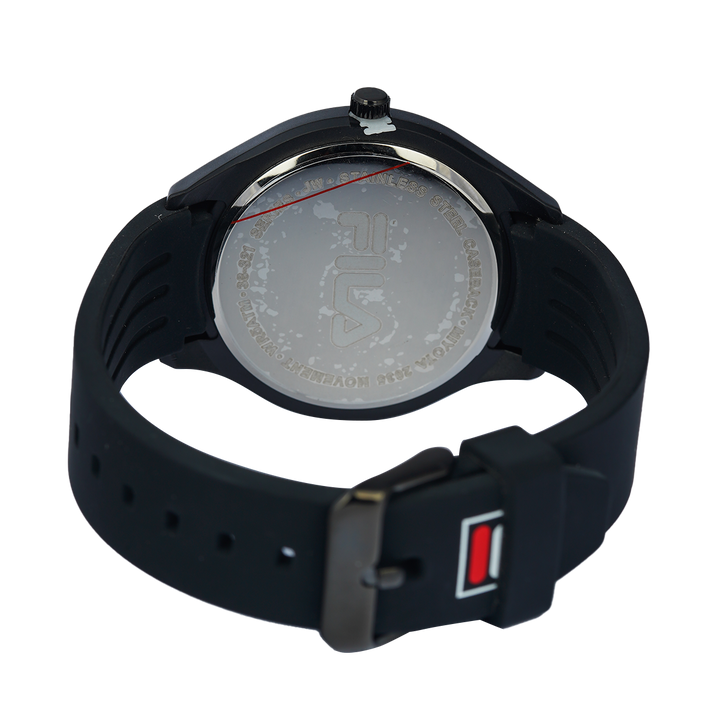 Jam Tangan FILA FL38321-102 Unisex Black Dial Black Rubber Strap