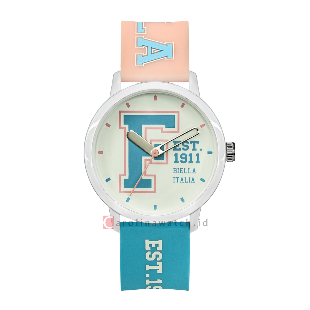 Jam Tangan FILA Italia Biella FL38326-205 Unisex Reinterpret 70's White Dial Dual Color Rubber Strap