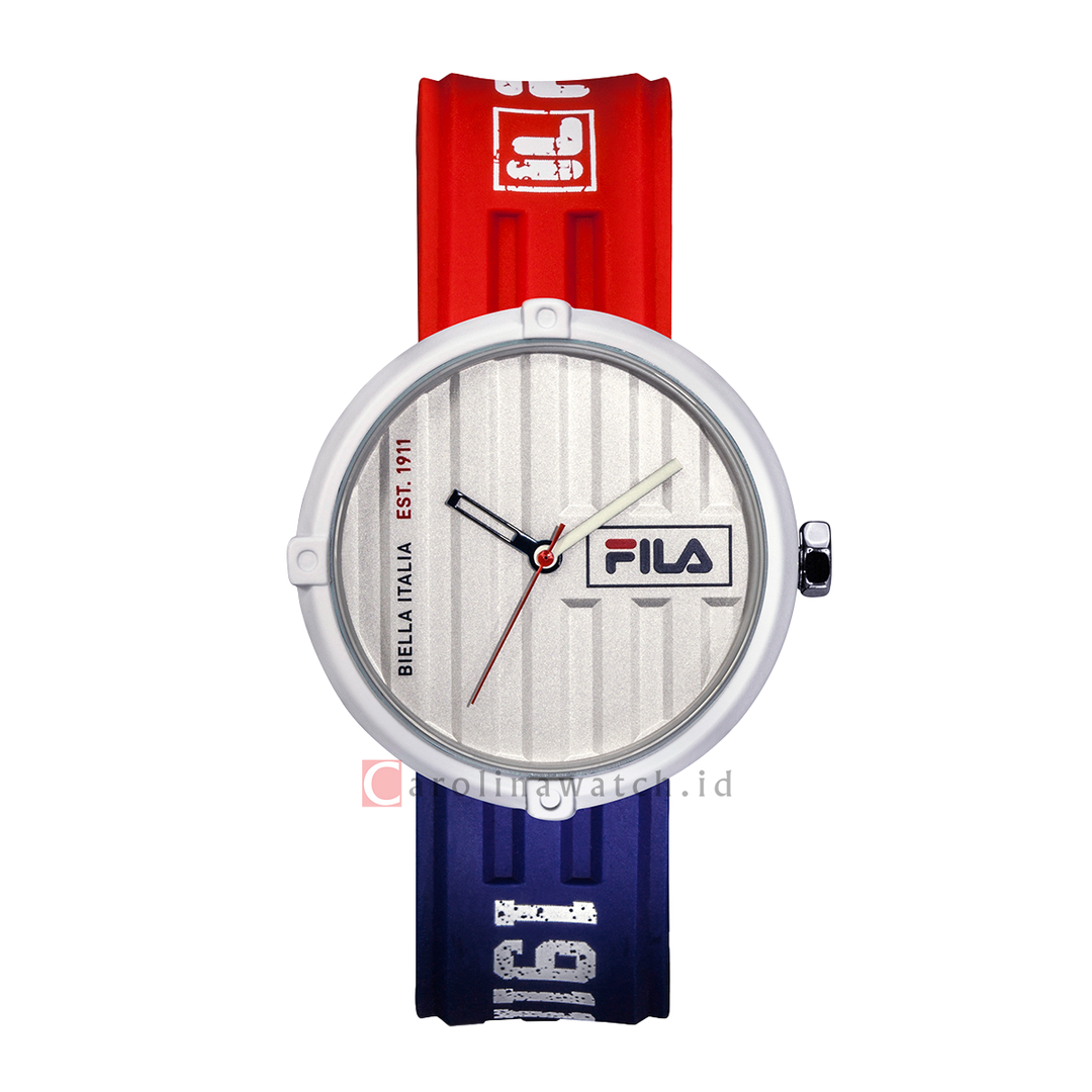 Jam Tangan FILA Italia Biella FL38338-103 Unisex Container Silver Dial Dual Color Rubber Strap