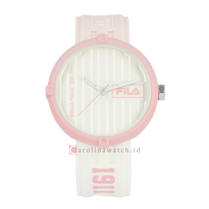 Jam Tangan FILA Italia Biella FL38338-106 Unisex Container Silver Dial Dual Color Rubber Strap