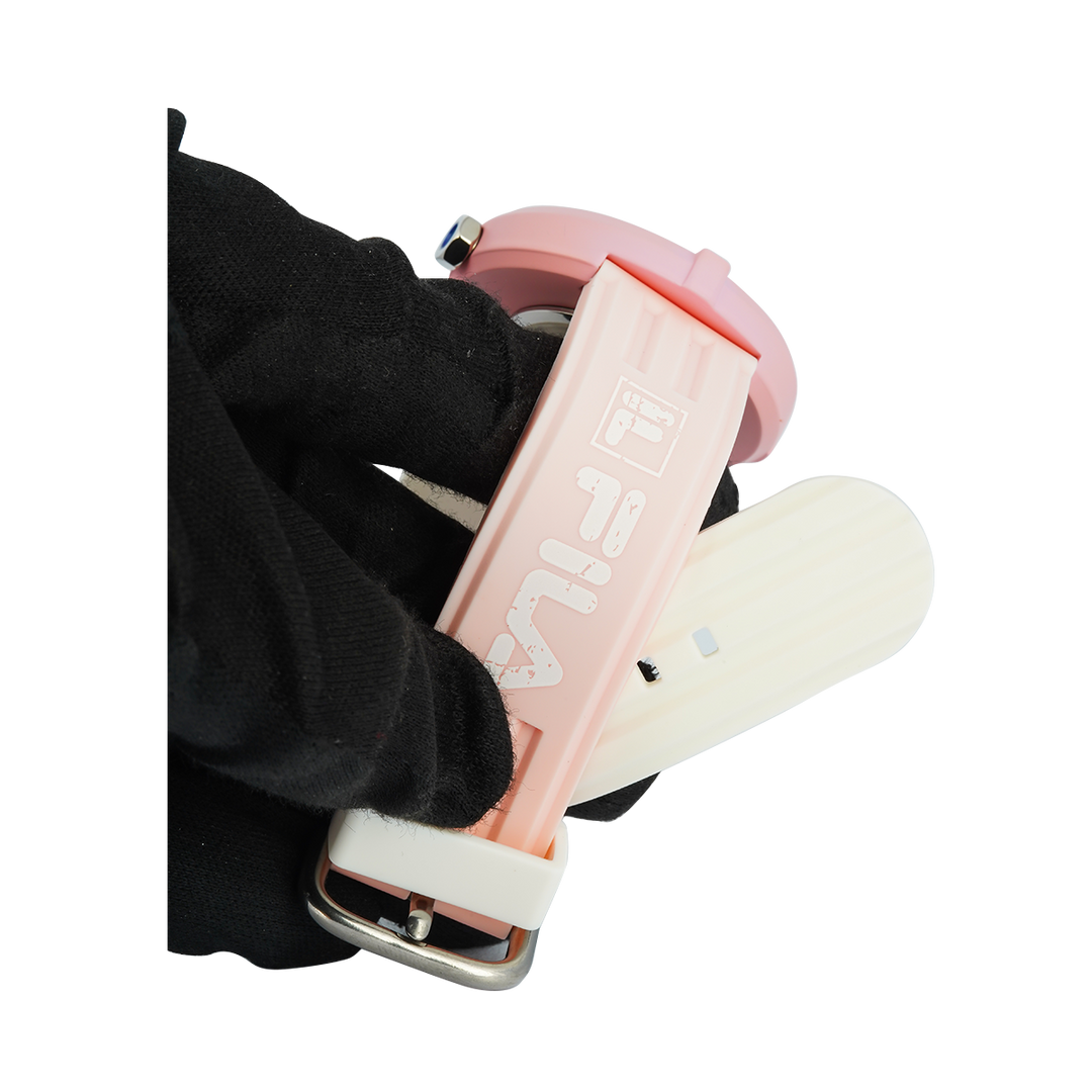 Jam Tangan FILA Italia Biella FL38338-106 Unisex Container Silver Dial Dual Color Rubber Strap