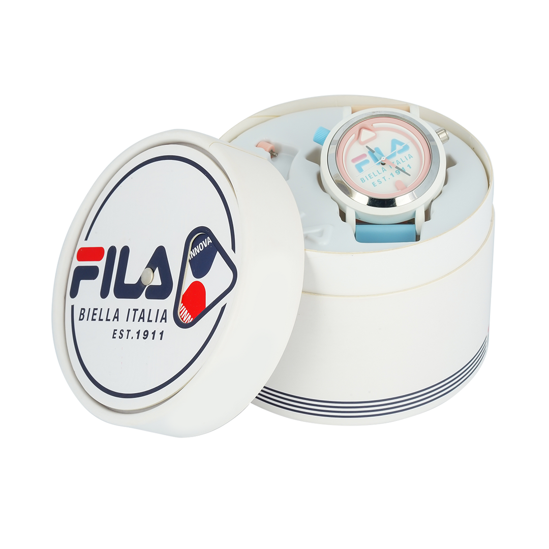 Jam Tangan FILA Italia Biella FL38341-006 Unisex My-Turn White Dial Dual Color Rubber Strap