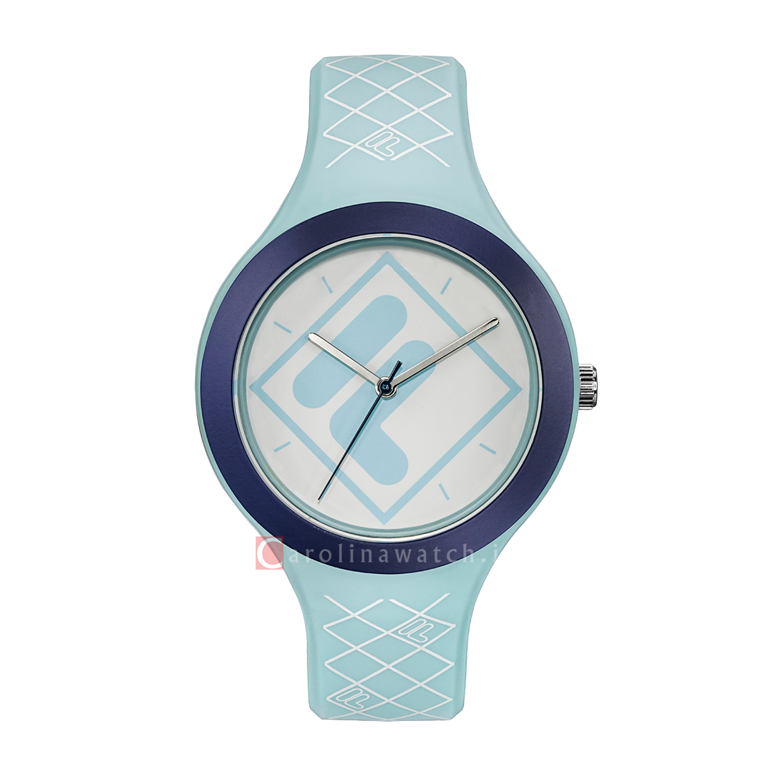 Jam Tangan FILA FL38342-005 Unisex White Dial Celeste Blue Rubber Strap