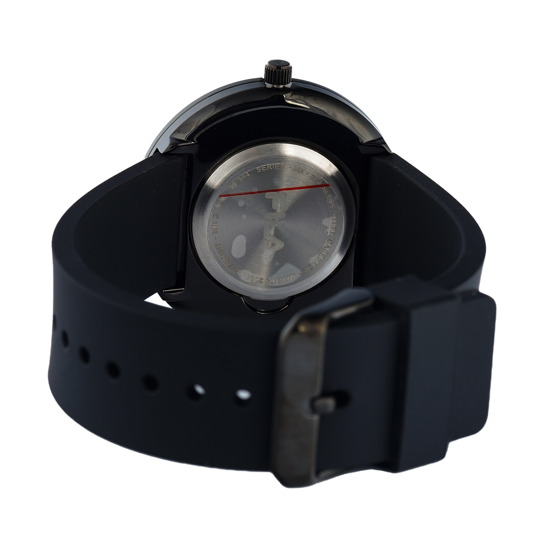 Jam Tangan FILA FL38344-002 Unisex Black Dial Black Rubber Strap