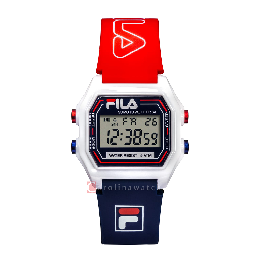 Jam Tangan FILA FL38349-001 Unisex Digital Dial Black and Red Rubber Strap