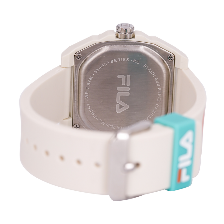 Jam Tangan FILA FL386105-007 Unisex Biege Dial Dual Color Rubber Strap