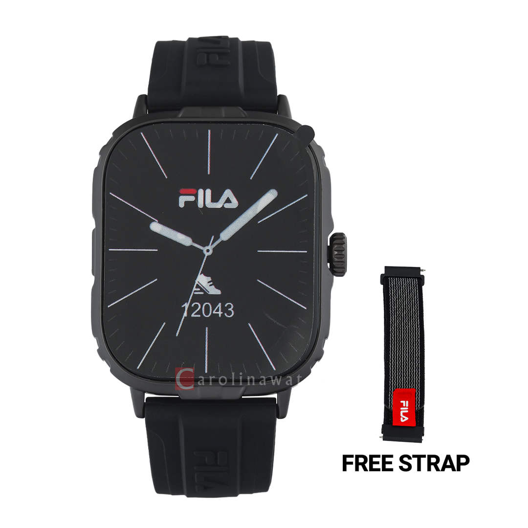 Jam Tangan FILA Smartwatch FL38SW10 Unisex Full Screen Touch Display Black Silicone Strap