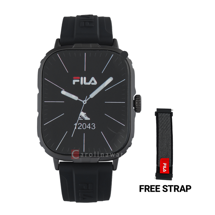 Jam Tangan FILA Smartwatch FL38SW10 Unisex Full Screen Touch Display Black Silicone Strap