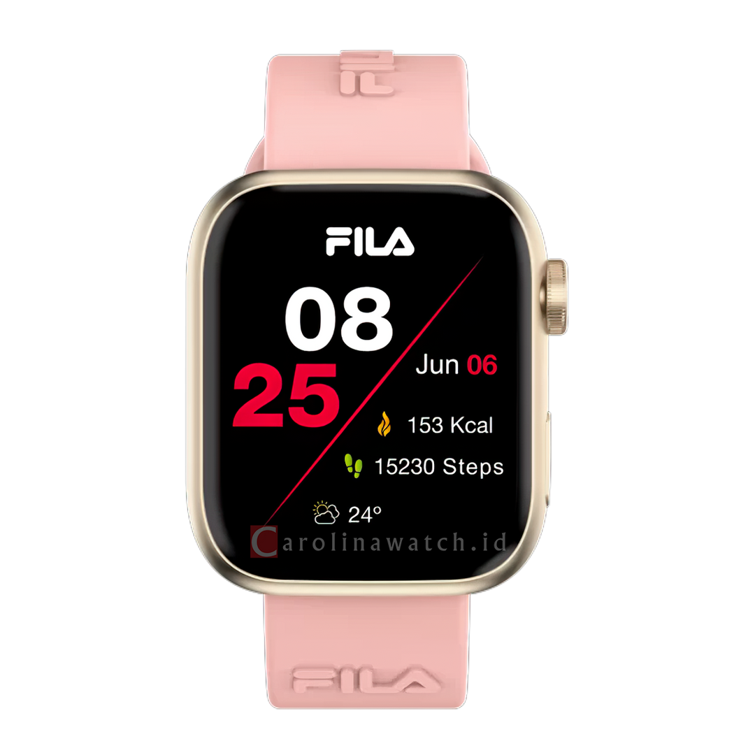 Jam Tangan FILA Smartwatch FL38SW35G Unisex Full Screen Touch Display Pink Rubber Strap