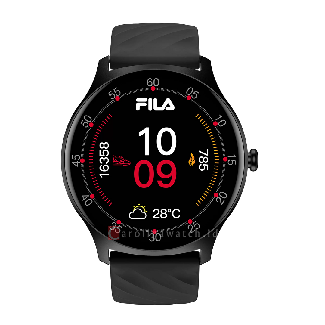 Jam Tangan Fila Smart Watch FL38SW38B Unisex Full Screen Touch Display Black Silicone Strap