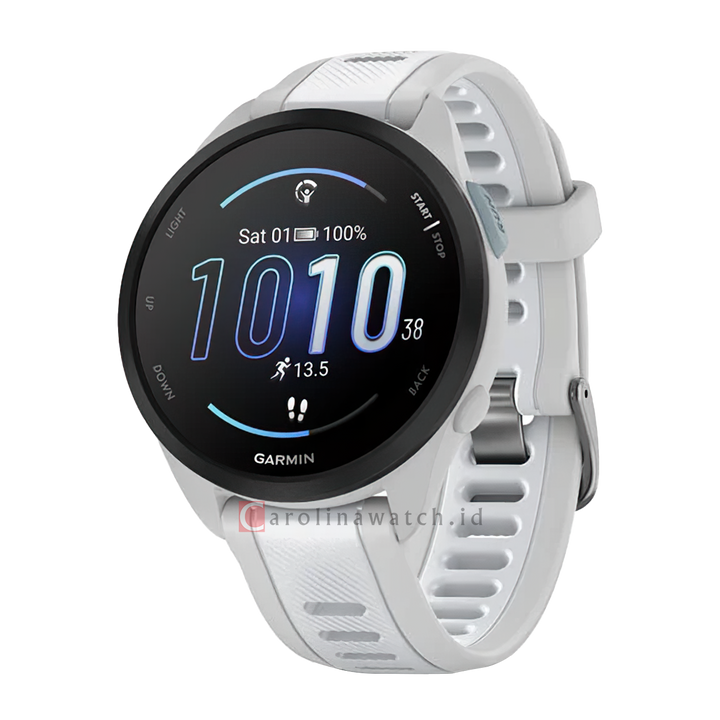 Jam Tangan Garmin Forerunner 165 FORERUNNER165MISTGREYWHTSTN Unisex GPS Running Watch with Heart Rate Monitor