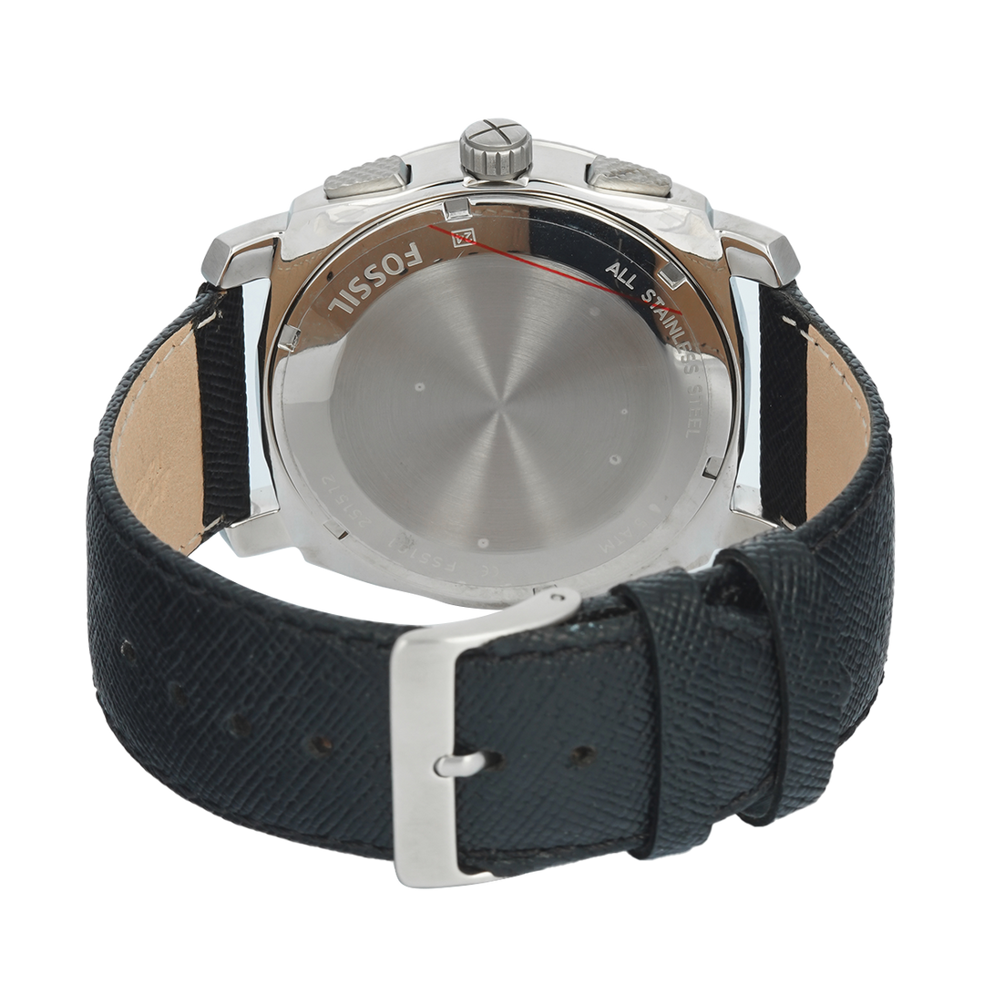 Jam Tangan Fossil Machine FS5161 Chronograph Men Green Dial Black Leather Strap