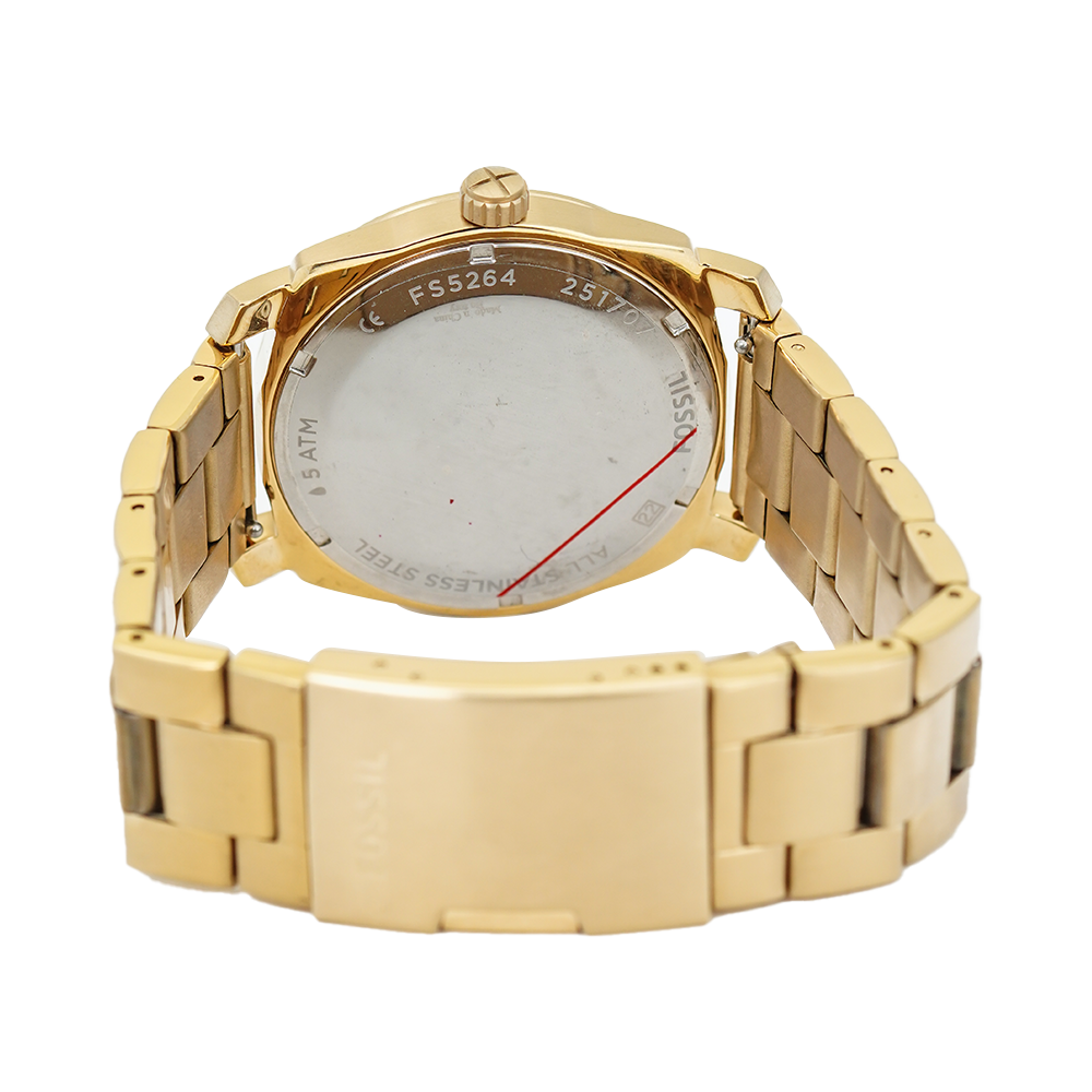 Jam Tangan Fossil Machine FS5264 Men Champagne Dial Gold Stainless Steel Strap