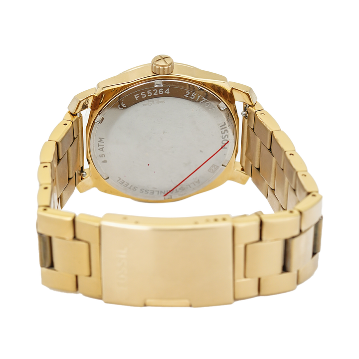 Jam Tangan Fossil Machine FS5264 Men Champagne Dial Gold Stainless Steel Strap
