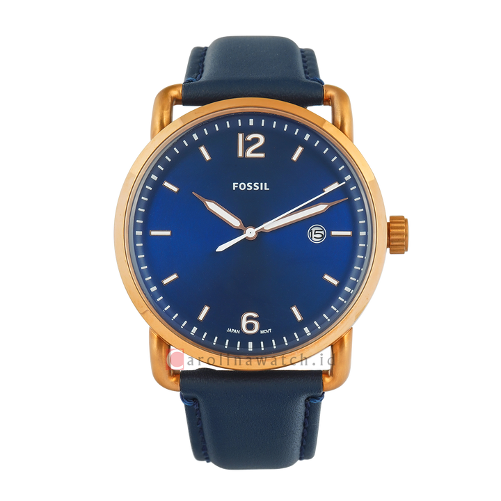 Jam Tangan Fossil The Commuter FS5274 Men Blue Dial Blue Leather Strap