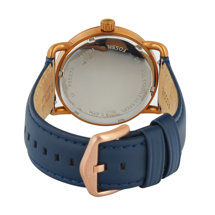 Jam Tangan Fossil The Commuter FS5274 Men Blue Dial Blue Leather Strap
