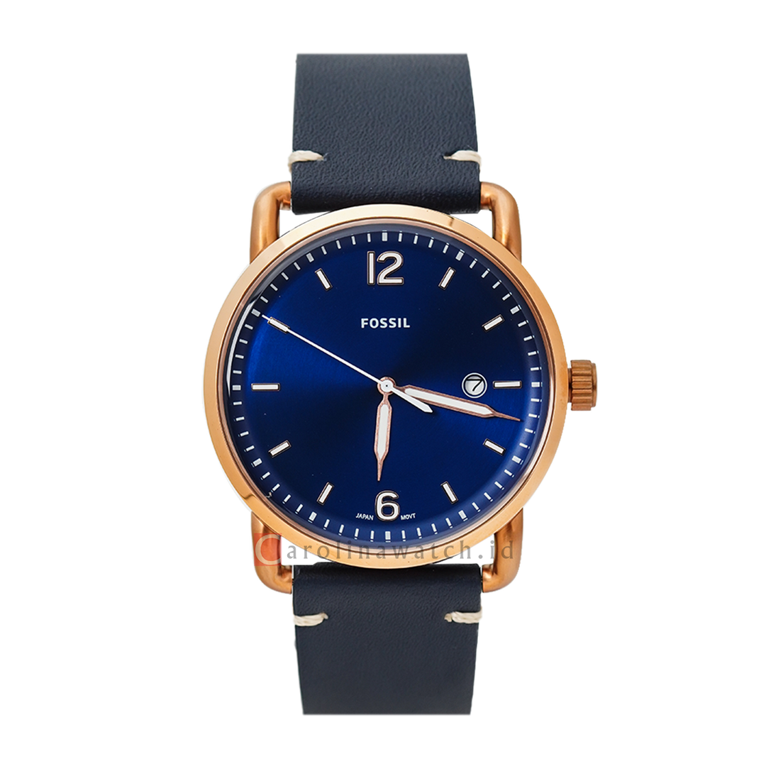 Jam Tangan Fossil The Commuter FS5274 Men Blue Dial Blue Leather Strap