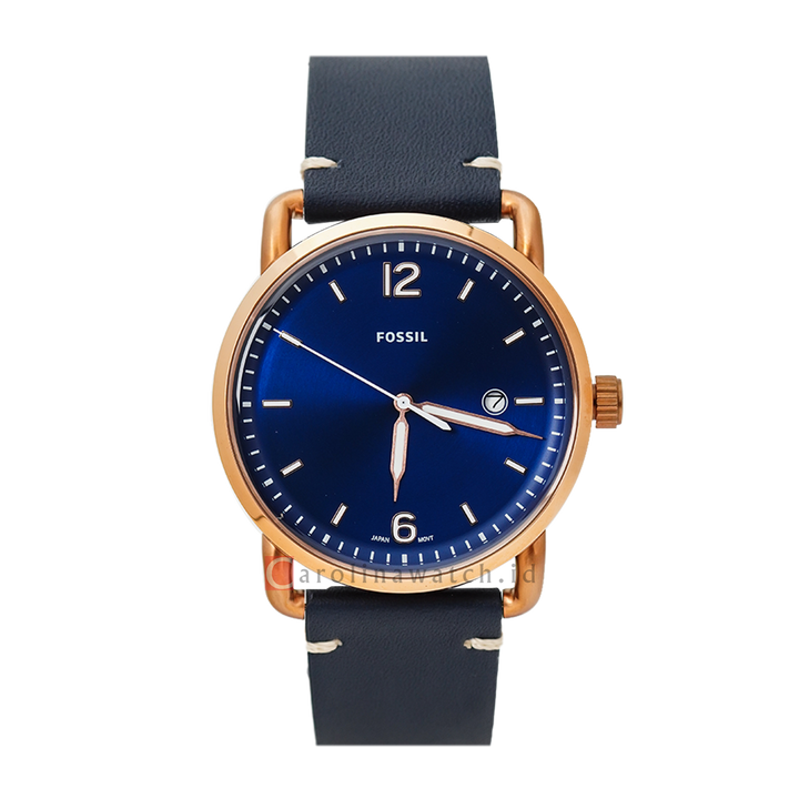 Jam Tangan Fossil The Commuter FS5274 Men Blue Dial Blue Leather Strap
