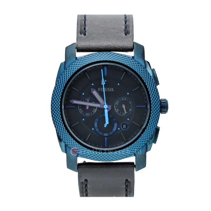 Jam Tangan Fossil Machine FS5361 Chronograph Men Black Dial Black Leat Carolina Watch