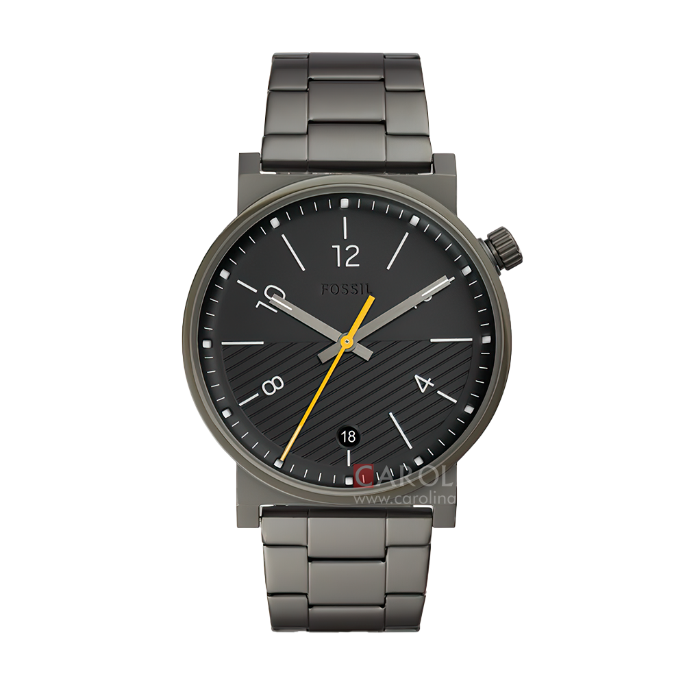 Jam Tangan Fossil Barstow FS5508 Men Black Dial Grey Stainless Steel Strap