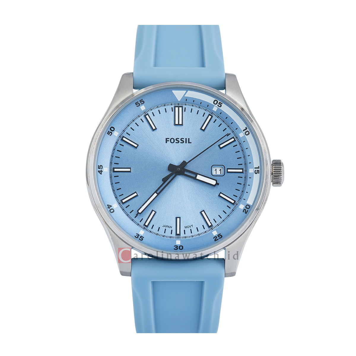 Jam Tangan Fossil Belmar FS5537 Men Pale Blue Dial Pale Blue Rubber St ...